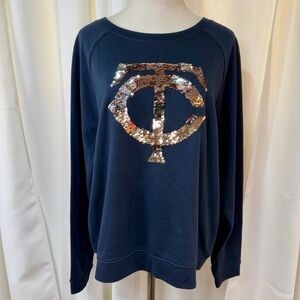 NWT 47 Brand Minnesota Twins Navy Blue Sequined Mono Logo Sweatshirt Size M
